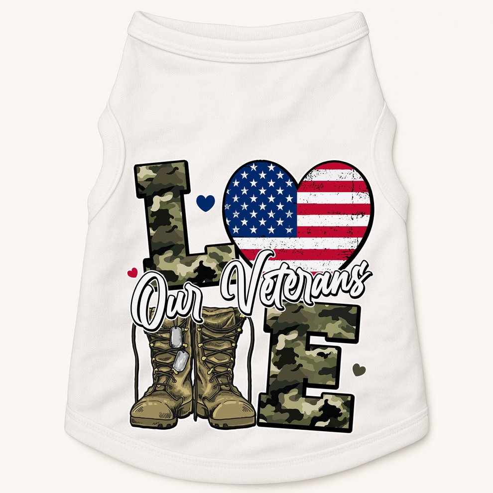 Love Heart Our Veterans Support Veterans Doggie Tank