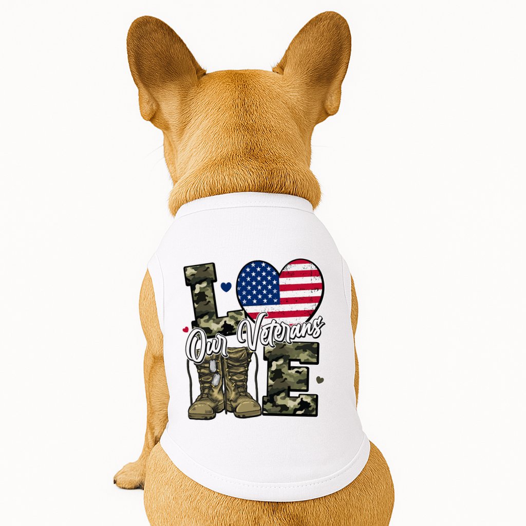 Love Heart Our Veterans Support Veterans Doggie Tank