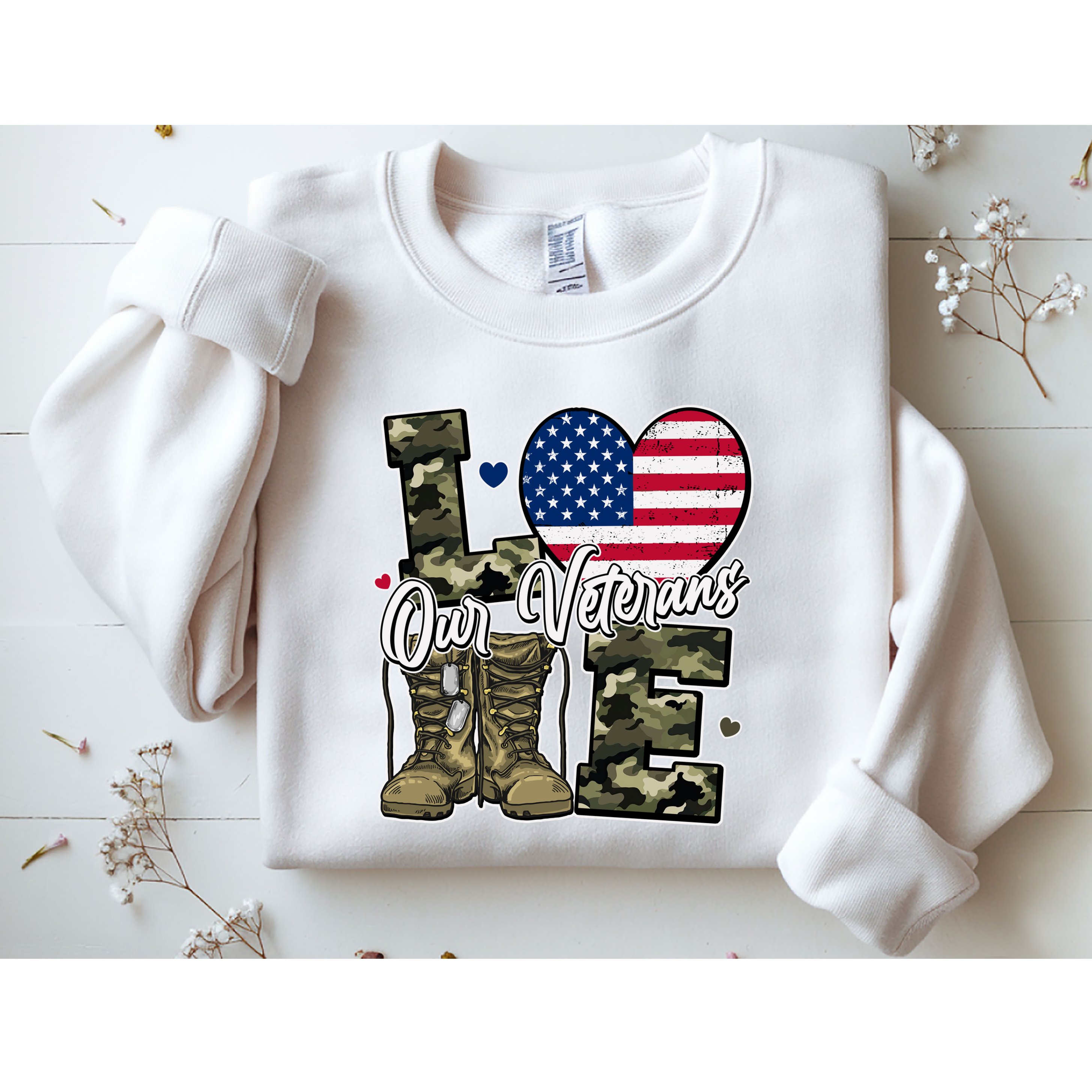 Love Heart Our Veterans Support Veterans Sweatshirt