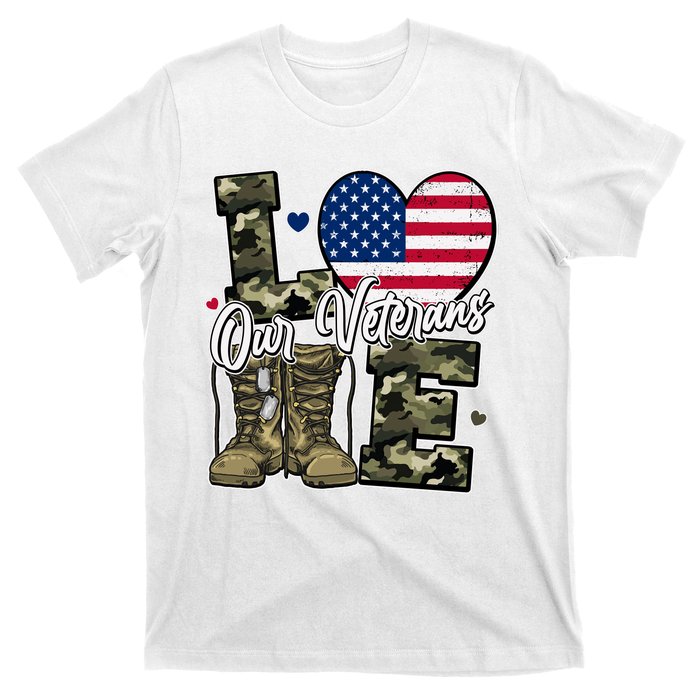 Love Heart Our Veterans Support Veterans T-Shirt