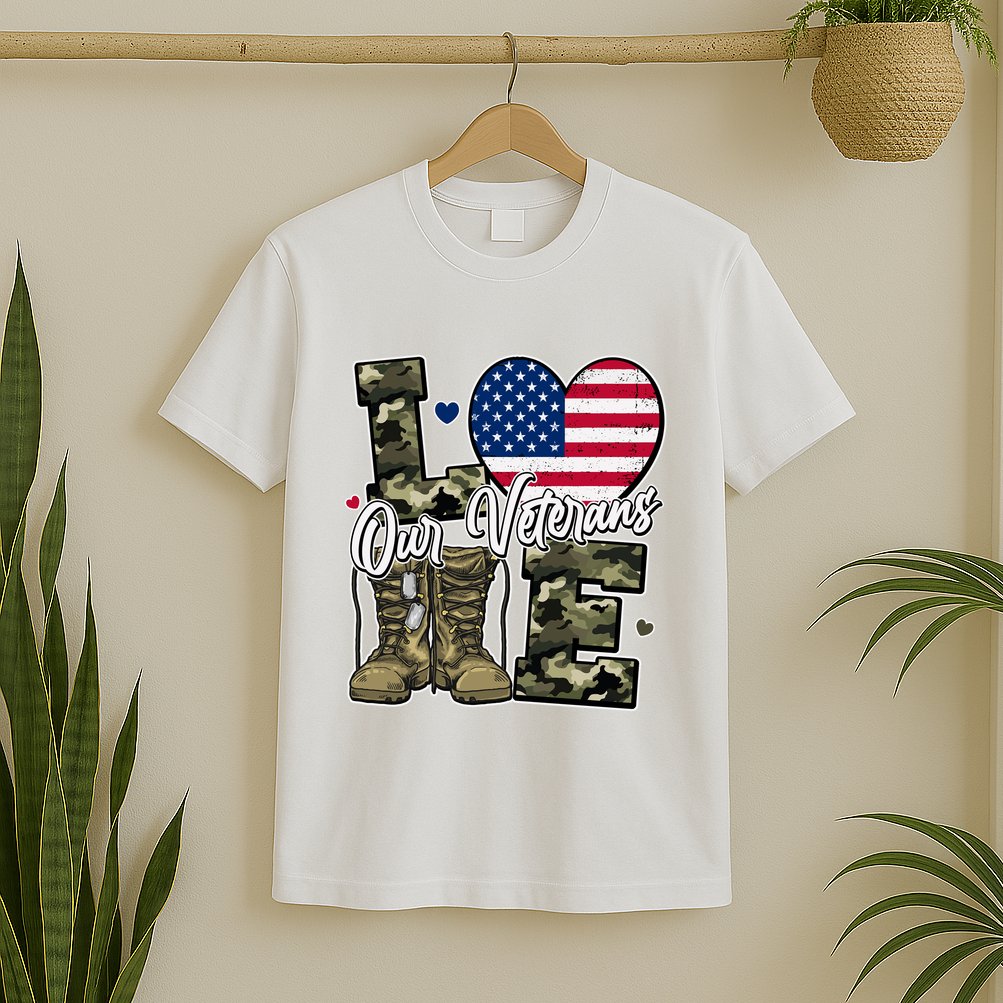 Love Heart Our Veterans Support Veterans T-Shirt