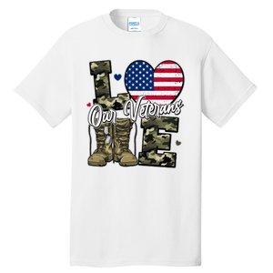 Love Heart Our Veterans Support Veterans Tall T-Shirt