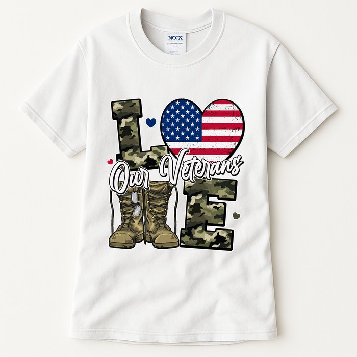 Love Heart Our Veterans Support Veterans Tall T-Shirt
