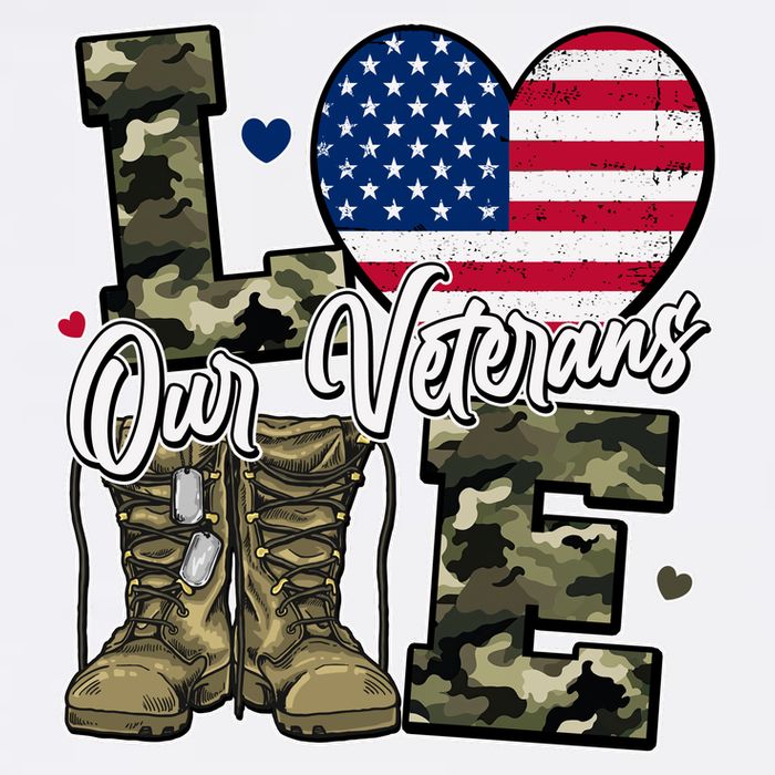 Love Heart Our Veterans Support Veterans Tall T-Shirt