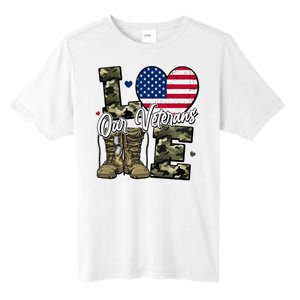 Love Heart Our Veterans Support Veterans Tall Fusion ChromaSoft Performance T-Shirt