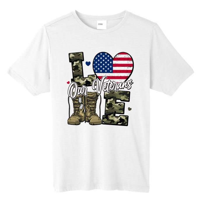 Love Heart Our Veterans Support Veterans Tall Fusion ChromaSoft Performance T-Shirt