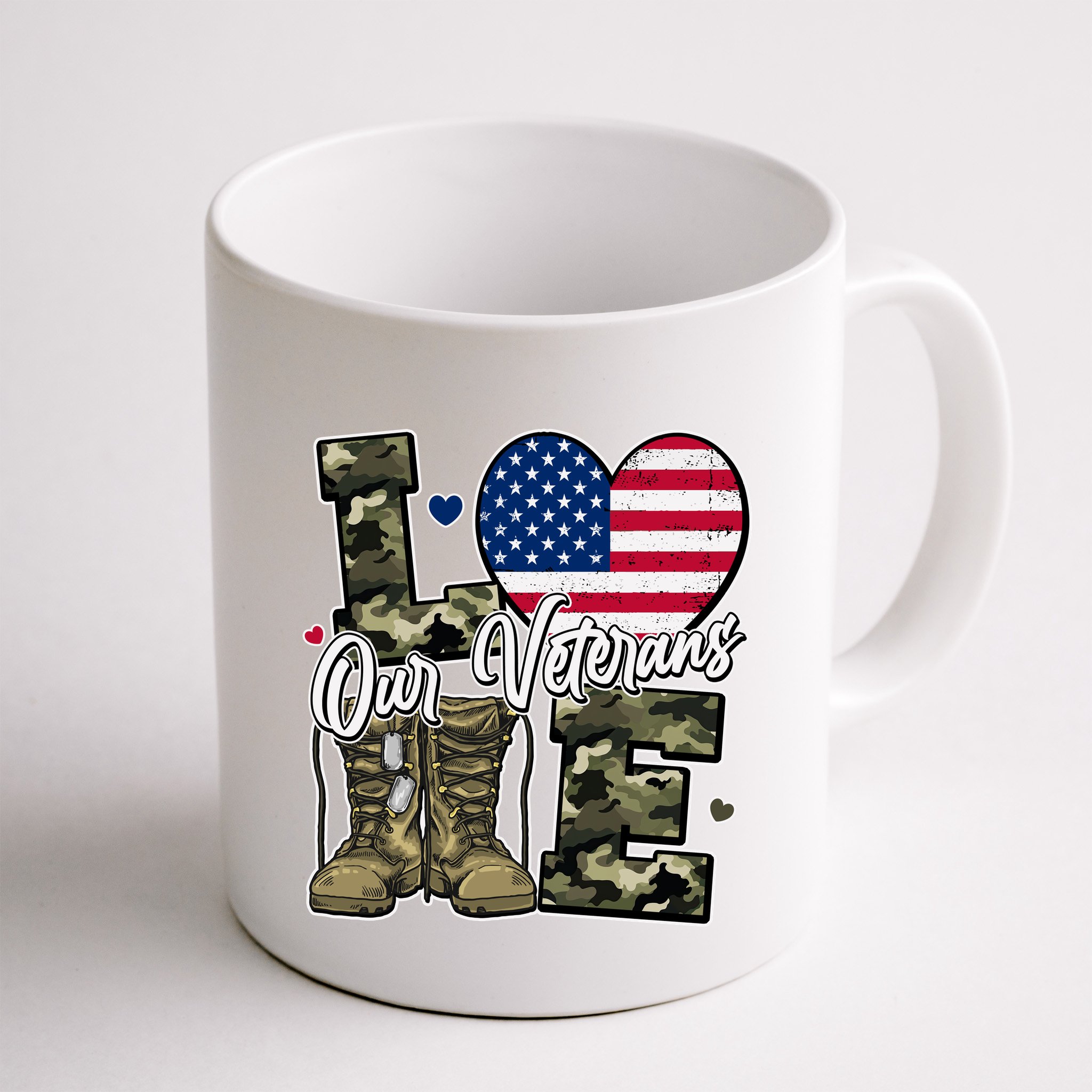 Love Heart Our Veterans Support Veterans Mug