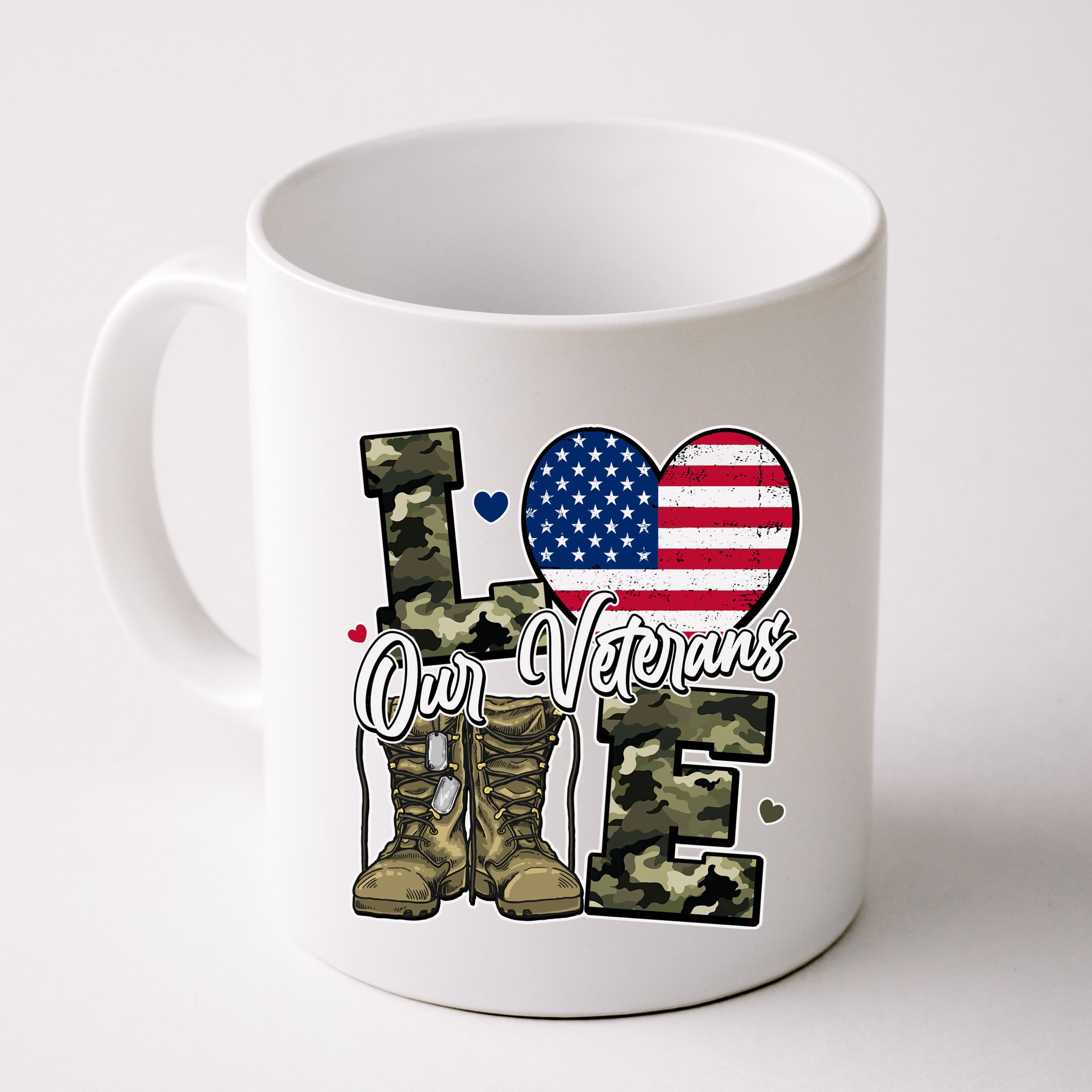 Love Heart Our Veterans Support Veterans Mug
