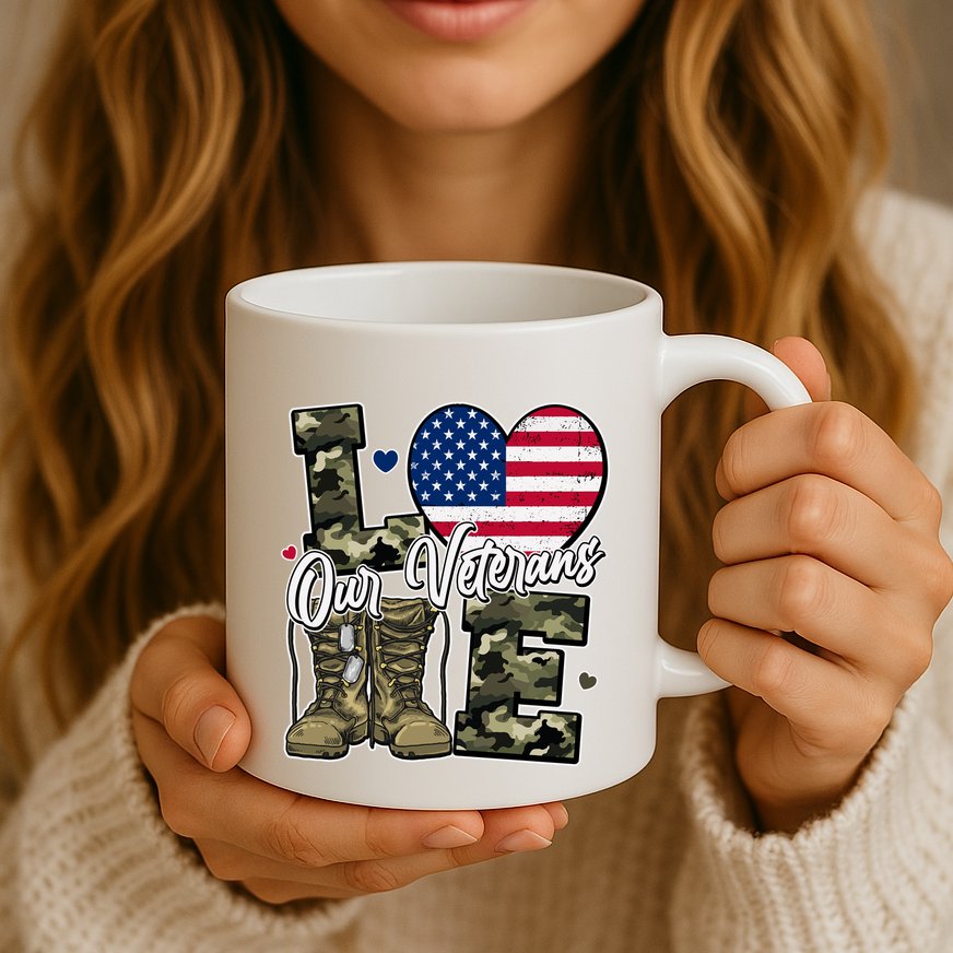 Love Heart Our Veterans Support Veterans Mug