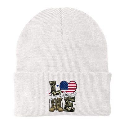 Love Heart Our Veterans Support Veterans Beanie