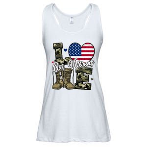 Love Heart Our Veterans Support Veterans Ladies Essential Flowy Tank