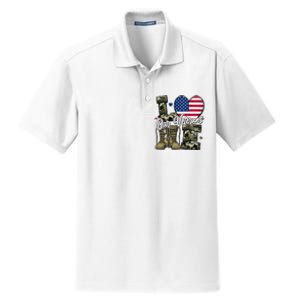 Love Heart Our Veterans Support Veterans Dry Zone Grid Polo