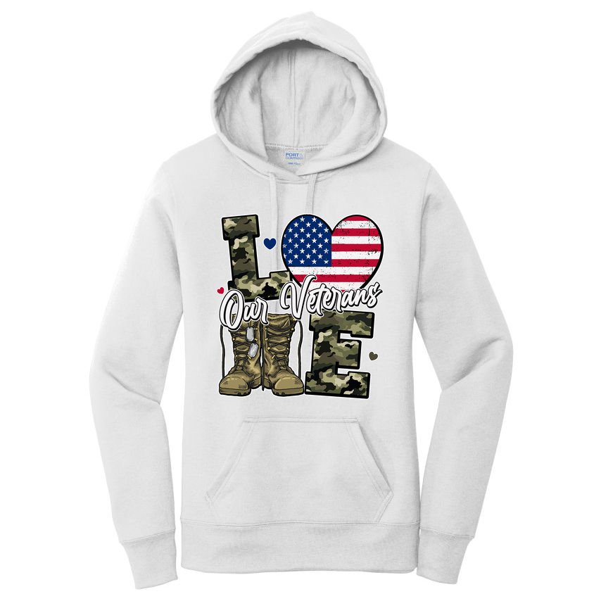 Love Heart Our Veterans Support Veterans Women's Pullover Hoodie