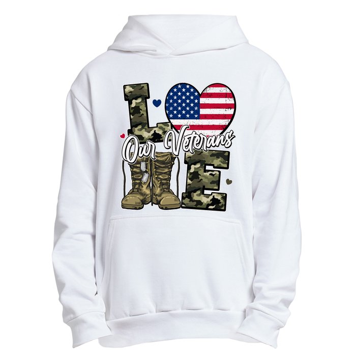 Love Heart Our Veterans Support Veterans Urban Pullover Hoodie