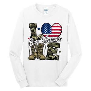 Love Heart Our Veterans Support Veterans Tall Long Sleeve T-Shirt