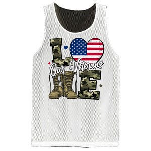 Love Heart Our Veterans Support Veterans Mesh Reversible Basketball Jersey Tank