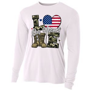 Love Heart Our Veterans Support Veterans Cooling Performance Long Sleeve Crew