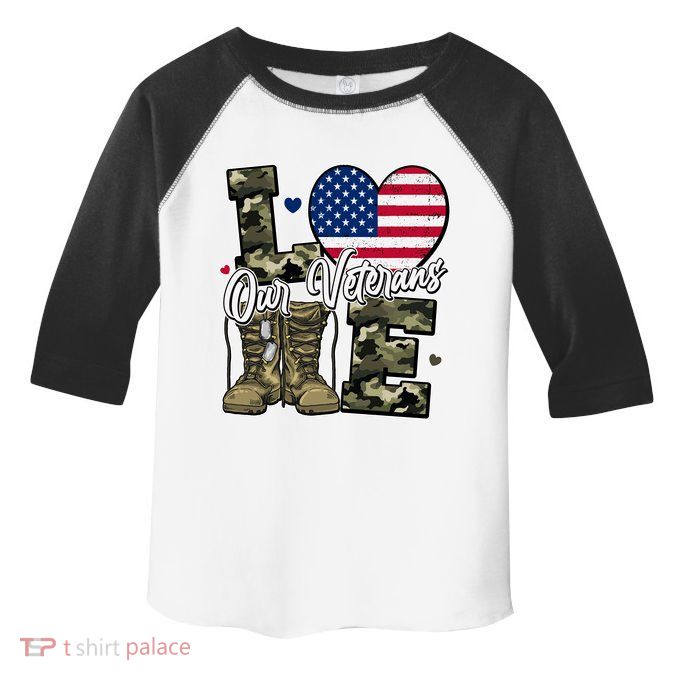 Love Heart Our Veterans Support Veterans Toddler Fine Jersey T-Shirt