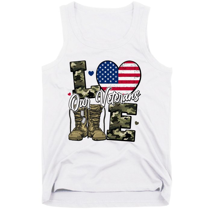 Love Heart Our Veterans Support Veterans Tank Top