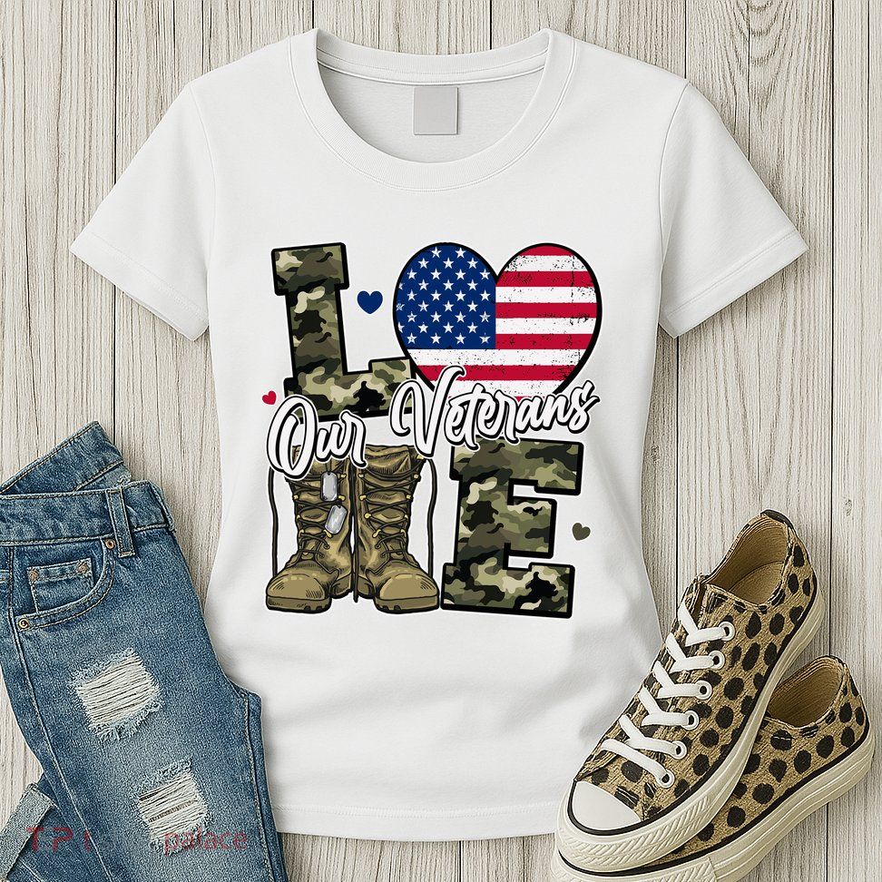 Love Heart Our Veterans Support Veterans Women's T-Shirt