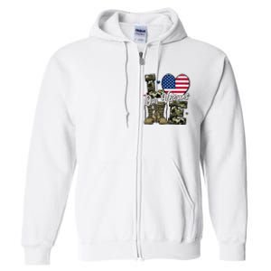 Love Heart Our Veterans Support Veterans Full Zip Hoodie