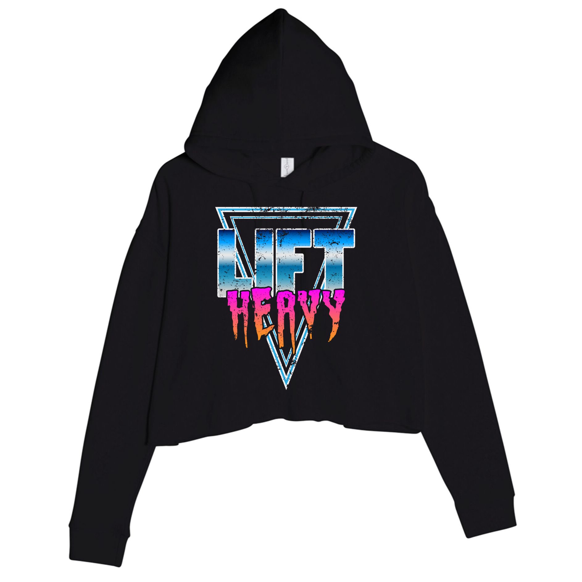 Lift Heavy Old School Retro 80's Golden Era Bodybuilding Gym Gift Crop Fleece Hoodie