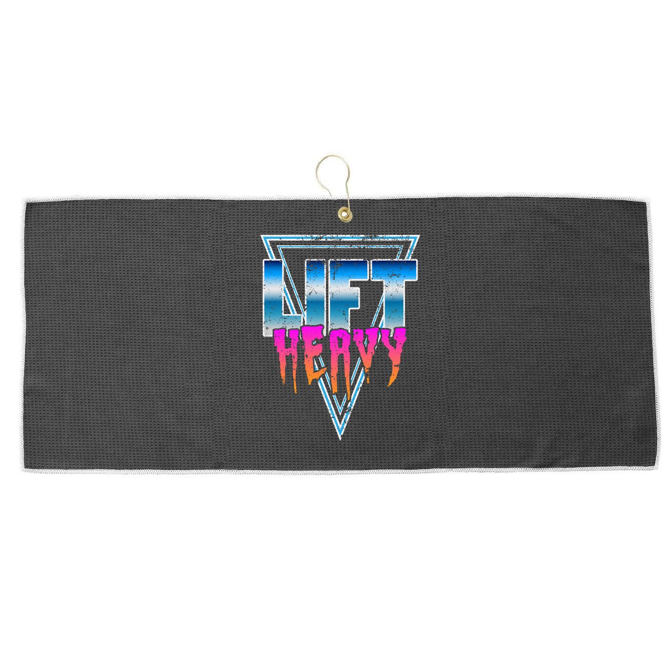 Lift Heavy Old School Retro 80's Golden Era Bodybuilding Gym Gift Large Microfiber Waffle Golf Towel