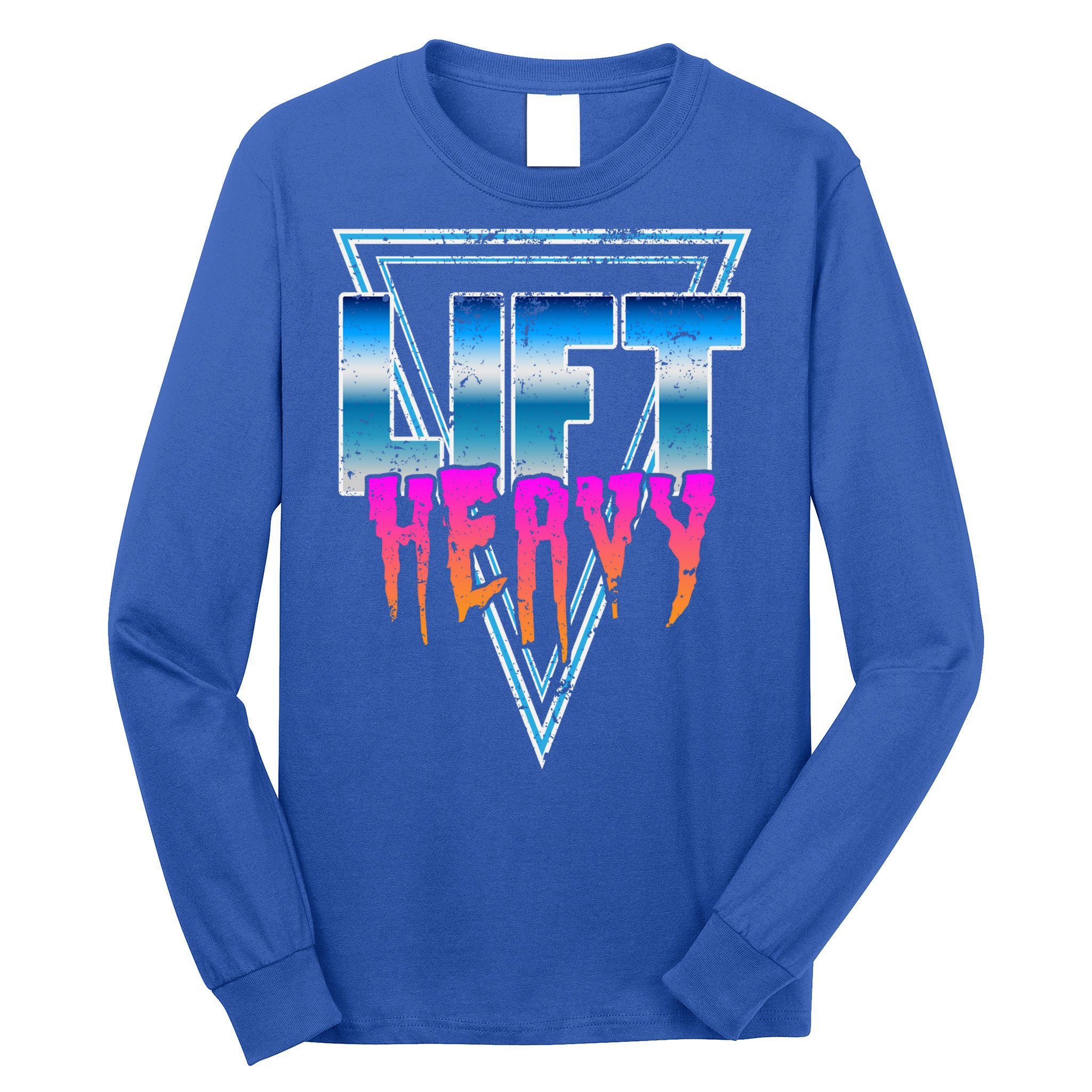Lift Heavy Old School Retro 80's Golden Era Bodybuilding Gym Gift Long Sleeve Shirt