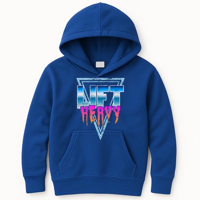 Lift Heavy Old School Retro 80's Golden Era Bodybuilding Gym Gift Kids Hoodie