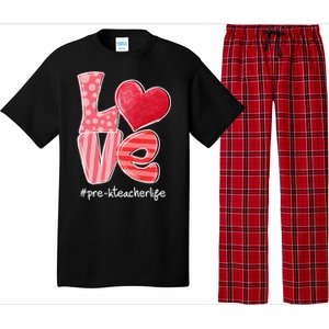 LOVE Heart PreK Teacher Life Valentine's Day Gifts Pajama Set