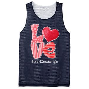 LOVE Heart PreK Teacher Life Valentine's Day Gifts Mesh Reversible Basketball Jersey Tank