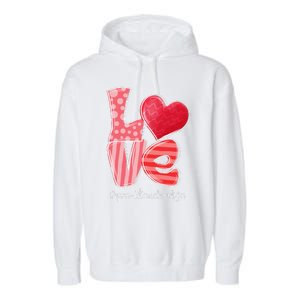 LOVE Heart PreK Teacher Life Valentine's Day Gifts Garment-Dyed Fleece Hoodie