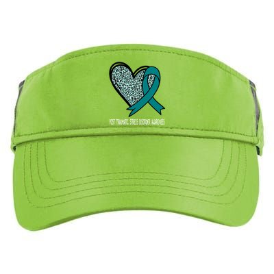 Leopard Heart Post Traumatic Stress Disorder Awareness Teal Cute Gift Adult Drive Performance Visor