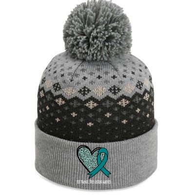 Leopard Heart Post Traumatic Stress Disorder Awareness Teal Cute Gift The Baniff Cuffed Pom Beanie