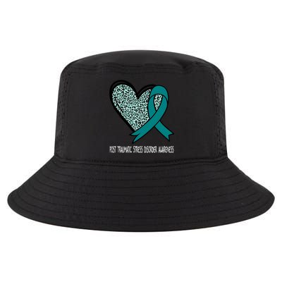 Leopard Heart Post Traumatic Stress Disorder Awareness Teal Cute Gift Cool Comfort Performance Bucket Hat