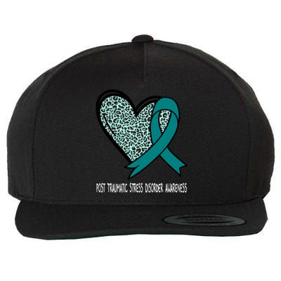 Leopard Heart Post Traumatic Stress Disorder Awareness Teal Cute Gift Wool Snapback Cap