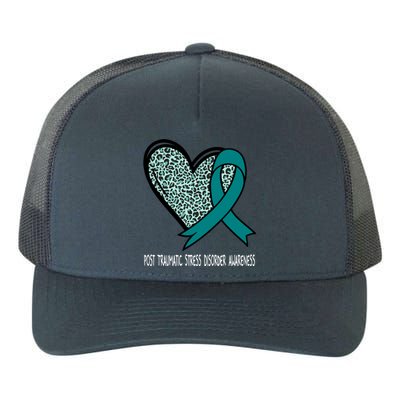 Leopard Heart Post Traumatic Stress Disorder Awareness Teal Cute Gift Yupoong Adult 5-Panel Trucker Hat