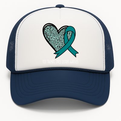 Leopard Heart Post Traumatic Stress Disorder Awareness Teal Cute Gift Trucker Hat