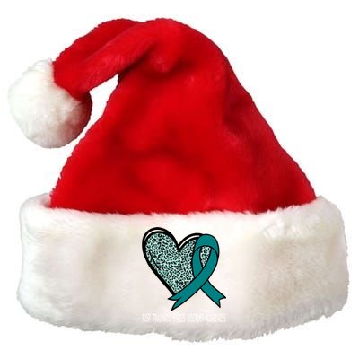 Leopard Heart Post Traumatic Stress Disorder Awareness Teal Cute Gift Premium Christmas Santa Hat