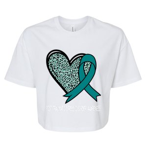 Leopard Heart Post Traumatic Stress Disorder Awareness Teal Cute Gift Bella+Canvas Jersey Crop Tee