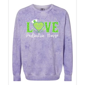 Love Heart Pediatric Nurse Shamrock Stethoscope Irish Nurse Gift Colorblast Crewneck Sweatshirt