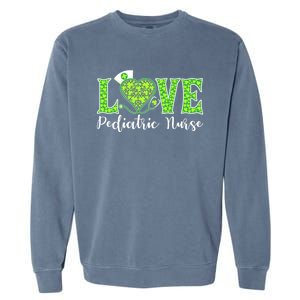 Love Heart Pediatric Nurse Shamrock Stethoscope Irish Nurse Gift Garment-Dyed Sweatshirt