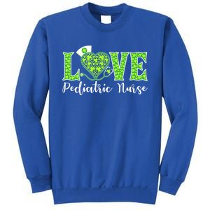 Love Heart Pediatric Nurse Shamrock Stethoscope Irish Nurse Gift Sweatshirt