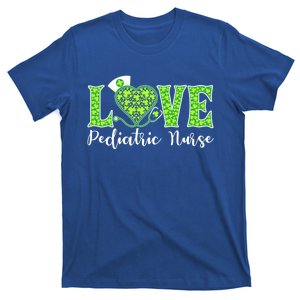 Love Heart Pediatric Nurse Shamrock Stethoscope Irish Nurse Gift T-Shirt