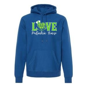 Love Heart Pediatric Nurse Shamrock Stethoscope Irish Nurse Gift Premium Hoodie