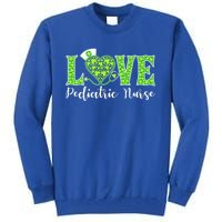 Love Heart Pediatric Nurse Shamrock Stethoscope Irish Nurse Gift Tall Sweatshirt