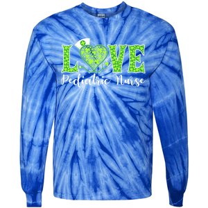 Love Heart Pediatric Nurse Shamrock Stethoscope Irish Nurse Gift Tie-Dye Long Sleeve Shirt