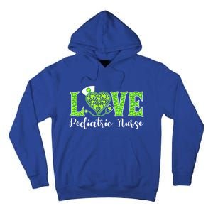 Love Heart Pediatric Nurse Shamrock Stethoscope Irish Nurse Gift Tall Hoodie