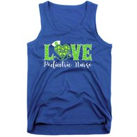 Love Heart Pediatric Nurse Shamrock Stethoscope Irish Nurse Gift Tank Top