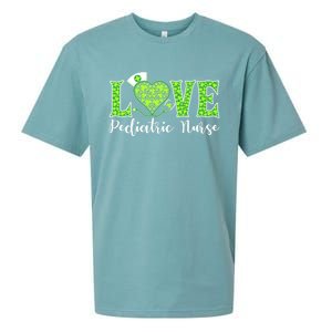 Love Heart Pediatric Nurse Shamrock Stethoscope Irish Nurse Gift Sueded Cloud Jersey T-Shirt